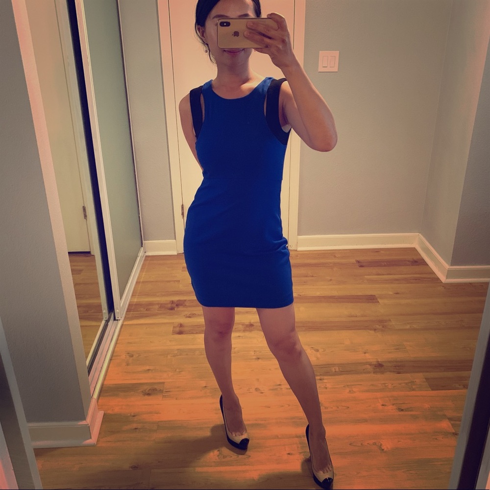 Bailey 44 Bright Blue Dogger Ponte Mini Dress